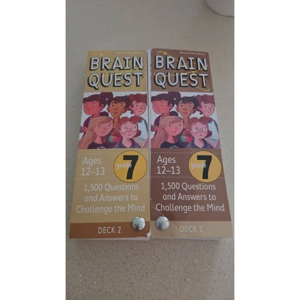 Brain Quest 7th grade Q&A Cards homeschool Car game  ages 12 & 13 Deck 1 & 2